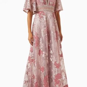 Elegant Pink Floral Lace Dress